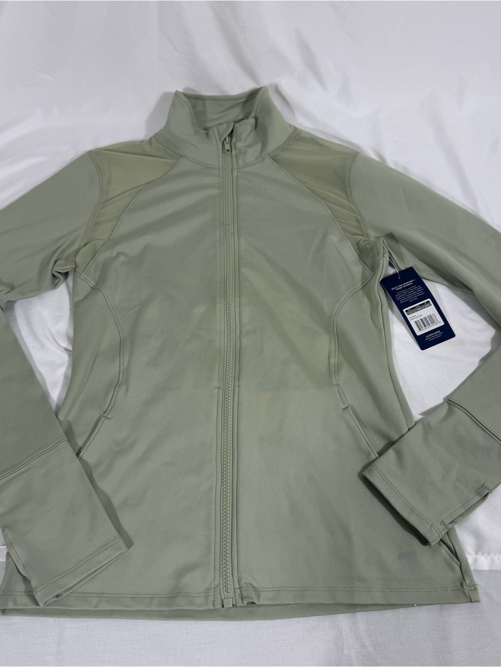 Marika Women's Activewear Full Zip Jacket Sage Green Small Thumbholes Mesh NWT